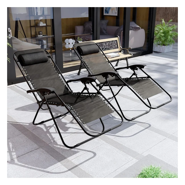 Garden Vida 2 Pack Zero Gravity Chairs Sun Loungers Outdoor Patio Recliner - Wea