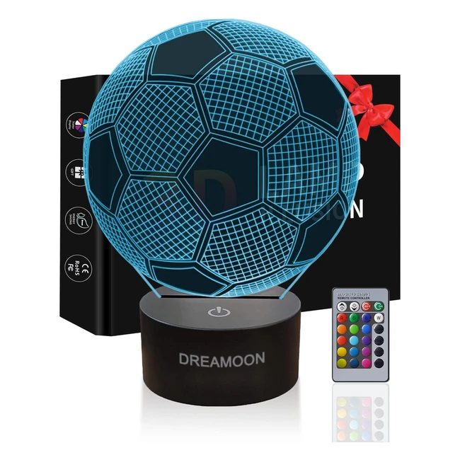 Dreamoon Football Night Light 3D Illusion Lamp - Remote Control - 16 Colors - Cr
