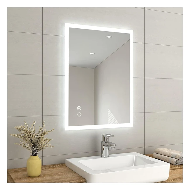 emke 800 x 600 mm Backlit Bluetooth Bathroom Mirror - LED Lights, Shaver Socket, Demister Pad