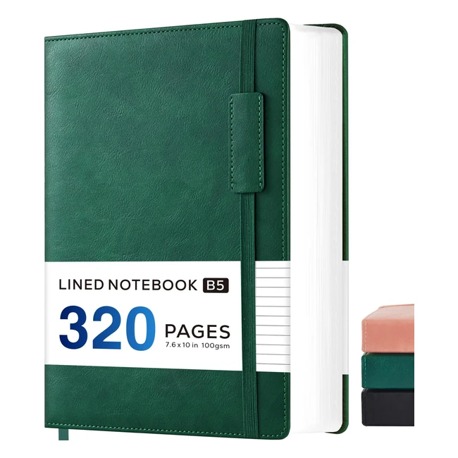 Nirmiro Leather Notebook B5 320 Pages Premium Thick Paper - Green