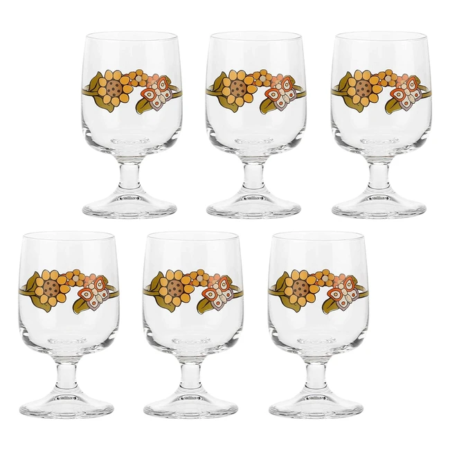 Thun Set 6 Mezzi Calici Vino Country - Trasparenti in Vetro Decorato
