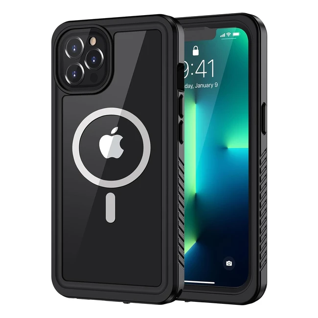 lanhiem iPhone 13 Pro Magnetic Case IP68 Waterproof Dustproof Shockproof with Screen Protector for 6.1 inch - Black