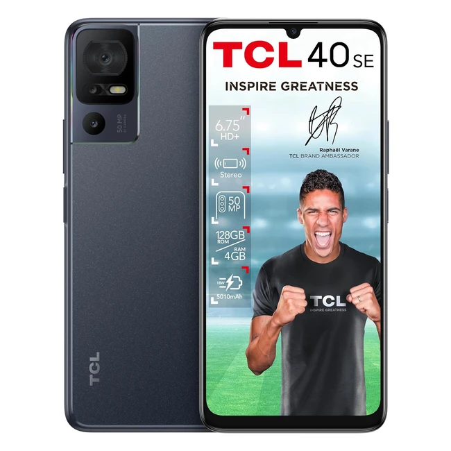 TCL 40 SE Smartphone 128GB4GB RAM 675 Display 5000mAh Dark Grey