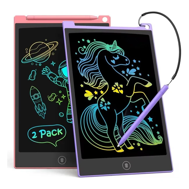 TecJoe 2 Pack LCD Writing Tablet - Colorful Doodle Board for Kids - Learning Toy