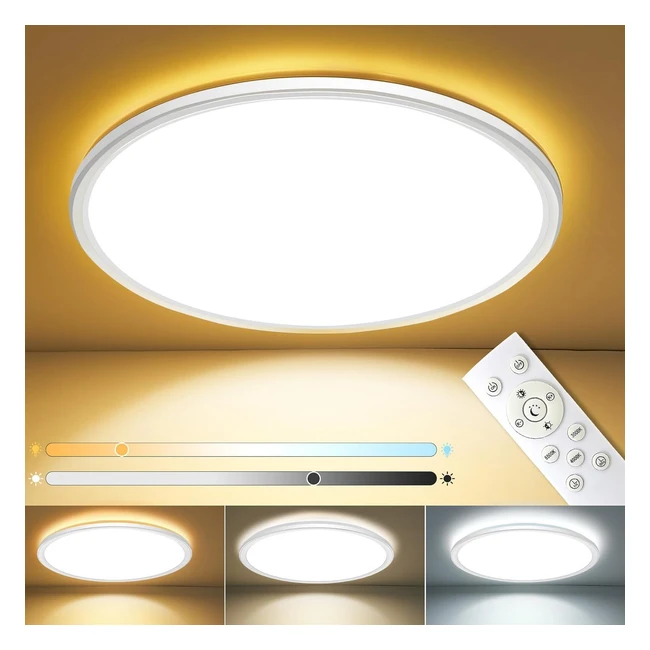 Modern 24W LED Ceiling Light 3000lm 30cm Bathroom Light with Remote Control - 30006500K