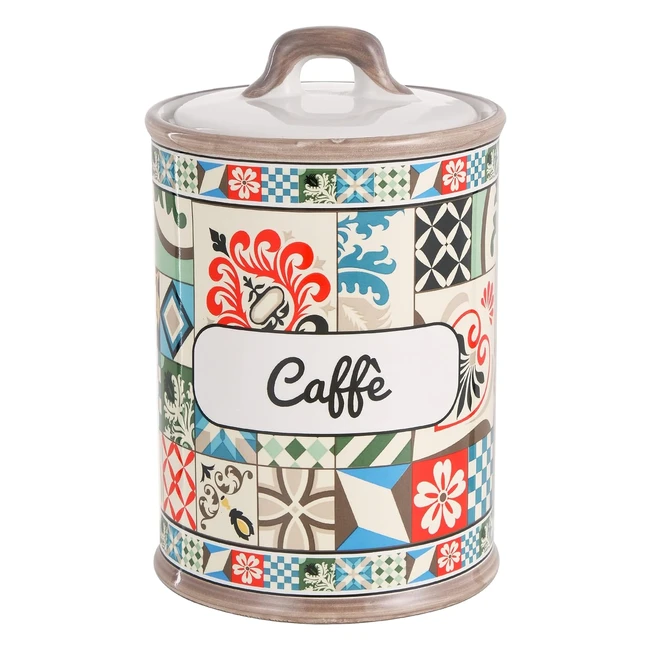 Barattolo Caffè Ceramica Decorata Baroni Home Linea Cementine 11x11x17 cm