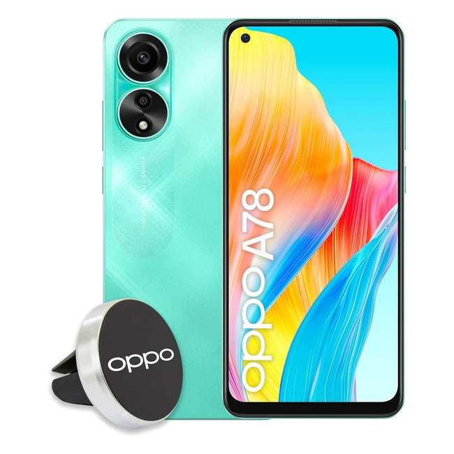 OPPO A78 Smartphone AI Doppia Fotocamera 50+2MP Selfie 8MP Display 6.43'' 90Hz AMOLED FHD 5000mAh RAM 8GB ROM 128GB ESP 1TB IP54 Supporto Auto - Aqua Green