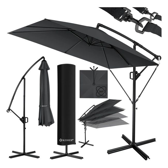 Kesser Holly Sonnenschirm rechteckig mit Abdeckung 350cm UV-Schutz Aluminium was