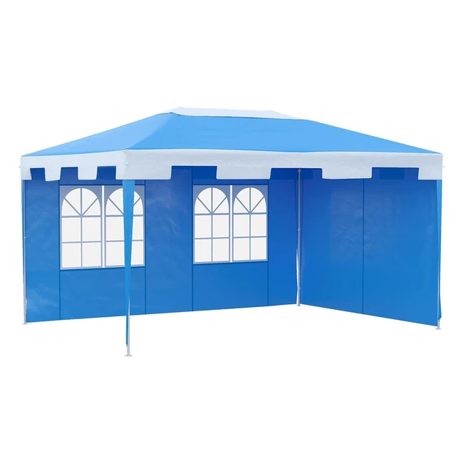 Outsunny 3x4m Garden Gazebo Shelter Marquee Party Tent Blue - Spacious Design, Weather-Resistant, Steel Frame