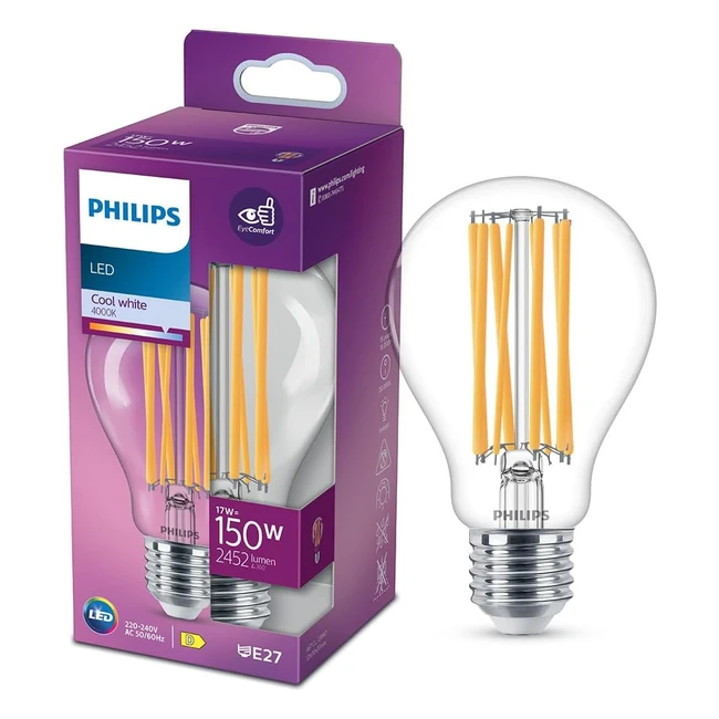 Philips LED Lampadina Filamento 150W E27 Bianca Fredda Non Dimmerabile