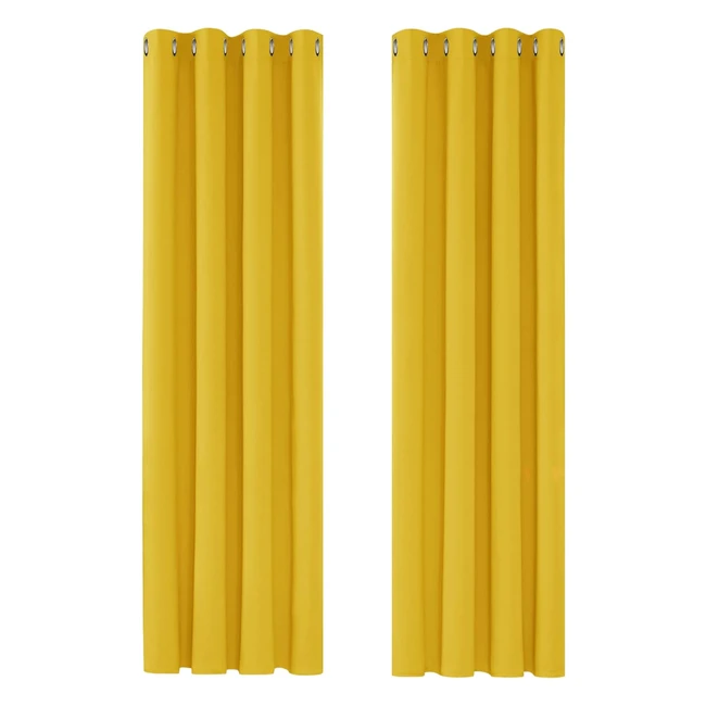 Deconovo Rideaux Occultants Isolant Thermique Anti Froid Jaune Moutarde 132x242 