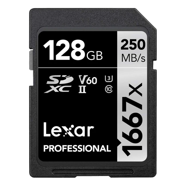 Carte SD Lexar Professional 1667x 128Go UHSII Lecture 250 Mos Class 10 U3 V60
