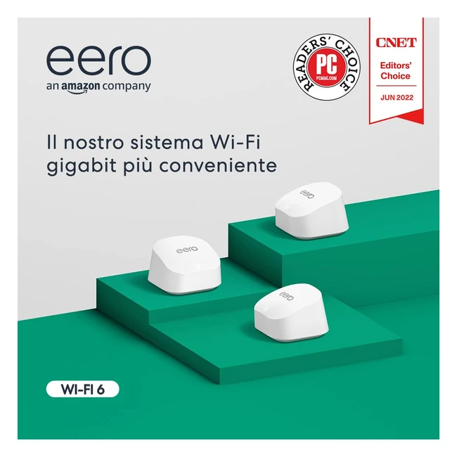 Router WiFi Mesh Amazon Eero 6 Ethernet 10 Gbps - Confezione da 3 - Modello 2022