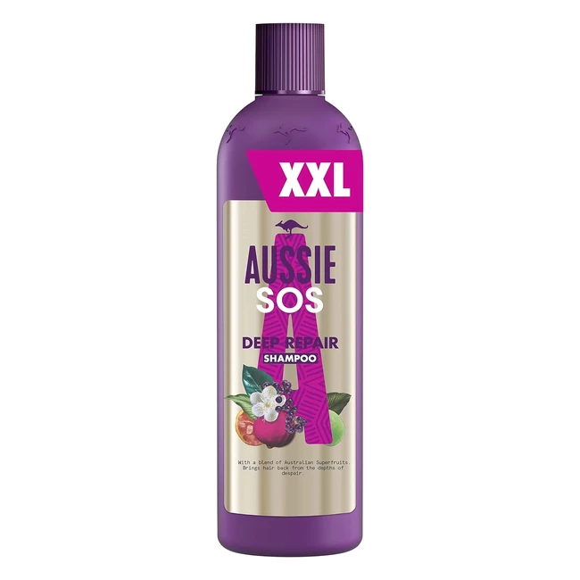 Aussie SOS Deep Hair Repair Shampoo - 490ml XXL Value Pack - For Dry  Damaged H