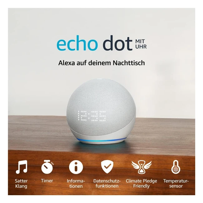 Neuer Echo Dot 5 Generation 2022 mit Uhr und Alexa - Wei