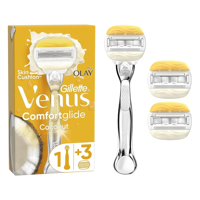 Gillette Venus ComfortGlide Coconut with Olay Women's Razor - Refills 3 Blades - Lubrastrip Vitamin E