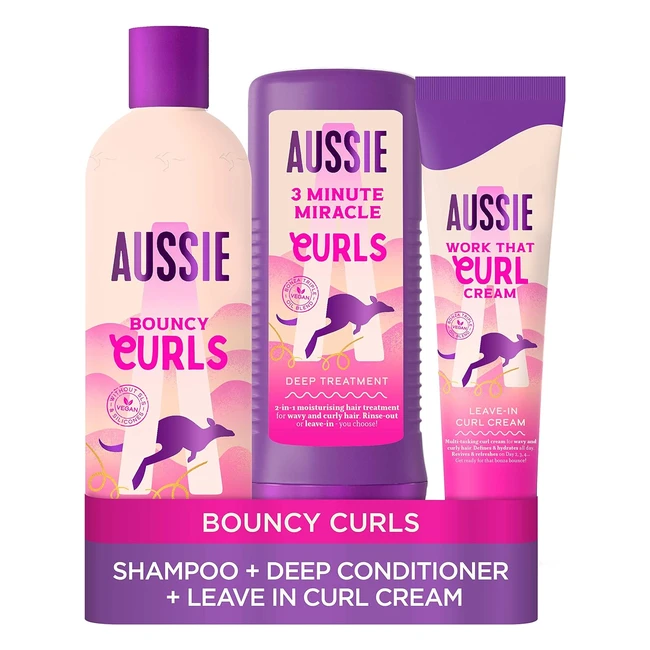 Aussie Curls Shampoo & Conditioner Set 300225 - 160ml, with Coconut Oil, Jojoba Oil, Macadamia Nut Oil