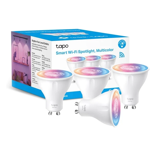 Tapo Smart WiFi Spotlight Multicolour White Tunable GU10 Lamp Base Remote Contro