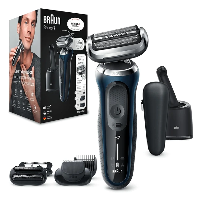 Braun Series 7 70B7850CC Electric Shaver + 2 Attachments SmartCare Blue