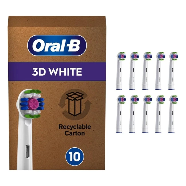 OralB 3D White Electric Toothbrush Head Pack of 10 - CleanMaximiser Technology