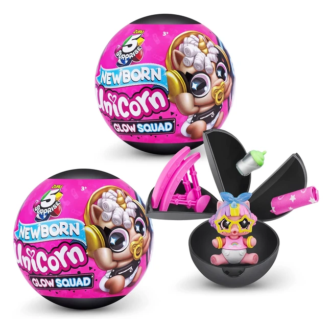 5 Surprise Unicorn Squad Series 6 - Newborn Unicorn Glow Squad Mystery Collectible Capsule 2 Pack