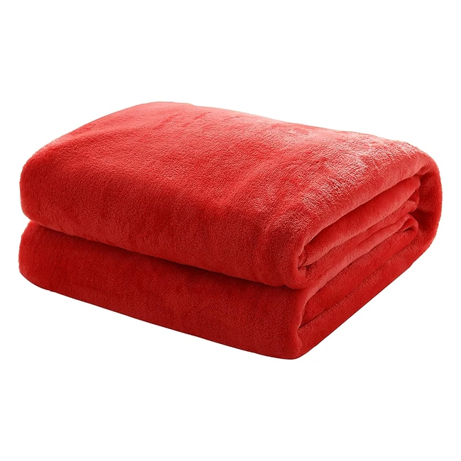 Mixibaby Kuscheldecke Flauschig Warm Wohndecke Flanell Fleecedecke - Extra Weich - Größe 150 cm x 200 cm - Rot
