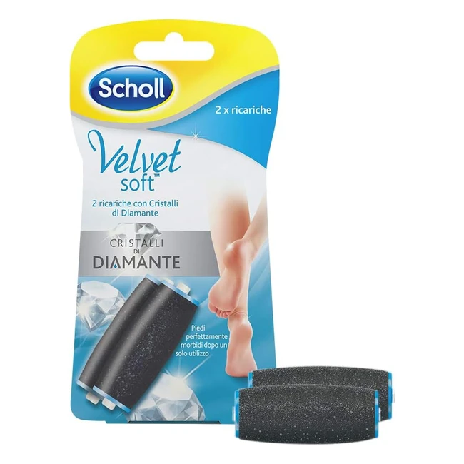 Scholl Velvet Soft 2 Ricambi con Cristalli di Diamante - Pedicure Professionale - Piedi Lisci e Morbidi
