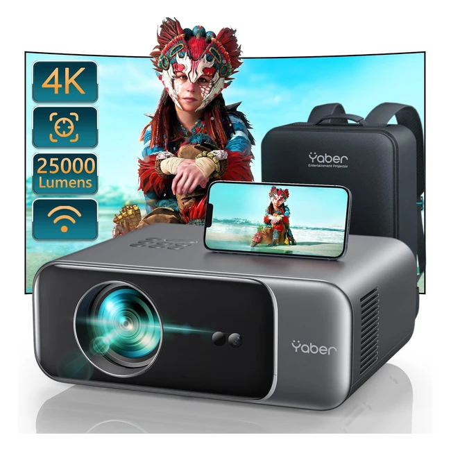 Yaber V9 4K Portable Projector 25000 Lumens FHD 1080P Auto Focus WiFi6 Bluetooth 52 Smart Home Cinema Projector