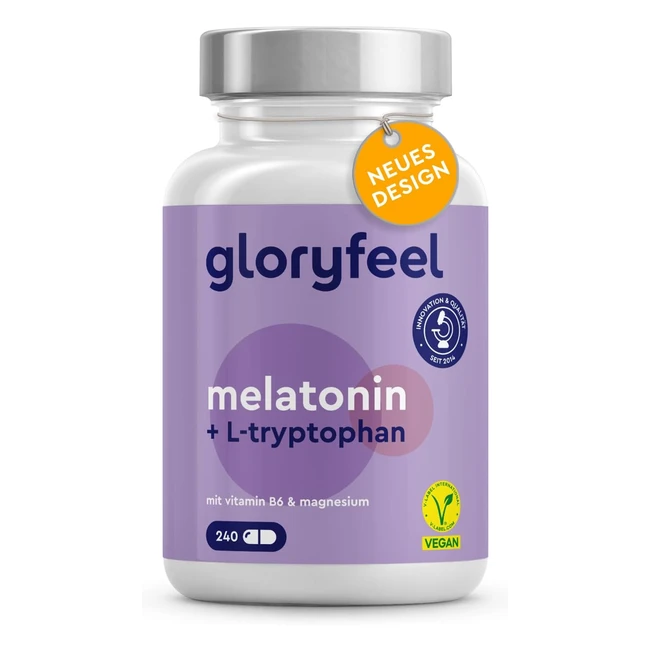 Melatonin Komplex 240 Kapseln - Hochdosiert mit L-Tryptophan, Vitamin B6 & Magnesium - 100% Vegan