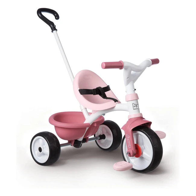 Smoby Be Move Pink Childrens Tricycle - Parental Steering Control & Sturdy 3-Wheel Setup