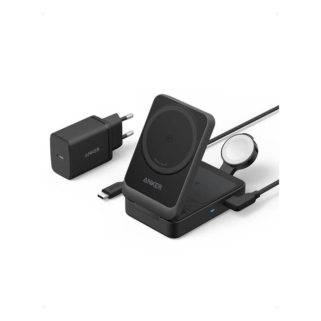 Anker Maggo 3in1 Ladestation 15W Qi2 Zertifiziert Magsafe Kompatibel Apple Watch iPhone Airpods 40W USB-C Netzteil