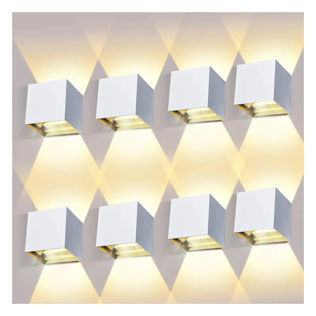 Applique da parete LEDMO 8 pezzi internoesterno 12W regolabile bianco IP65 3000