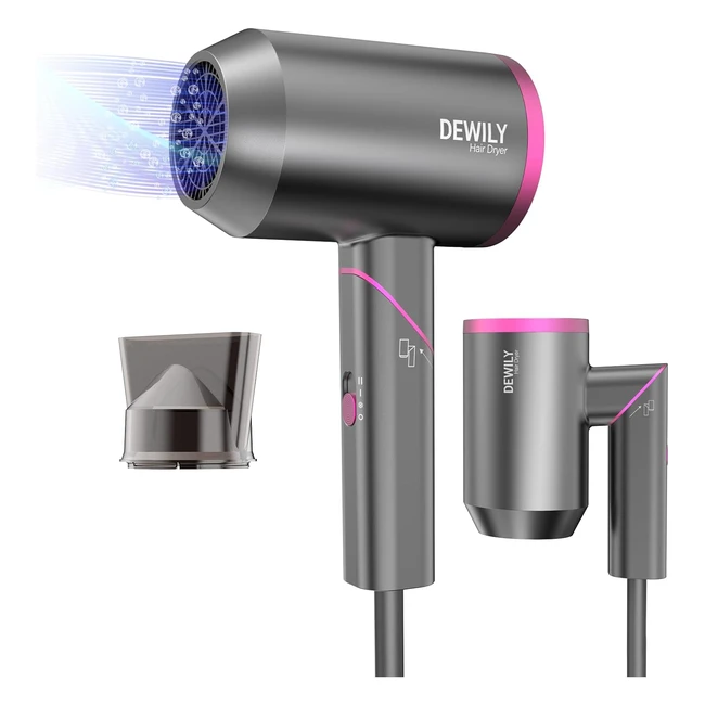 Asciugacapelli Professionale da Viaggio 1800W Manico Pieghevole 3 Temperature Co