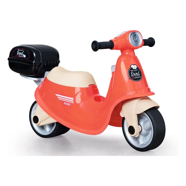 Smoby Food Express Scooter Ride On - Modern Design, Removable Top Case, Realistic Headlight