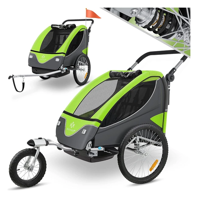 Kesser Kinder Fahrradanhnger 360 drehbar mit Federung 2in1 Jogger Funktion K