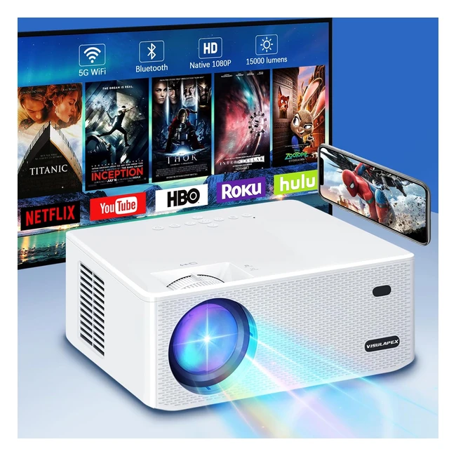 Visulapex S1 Pro 4K Mini Projector Upgraded 2024 Edition for Bedroom with Android TV MT9269 Chip Native 1080P 600 ANSI Lumens 15000Lux WiFi 6 Bluetooth 5.1