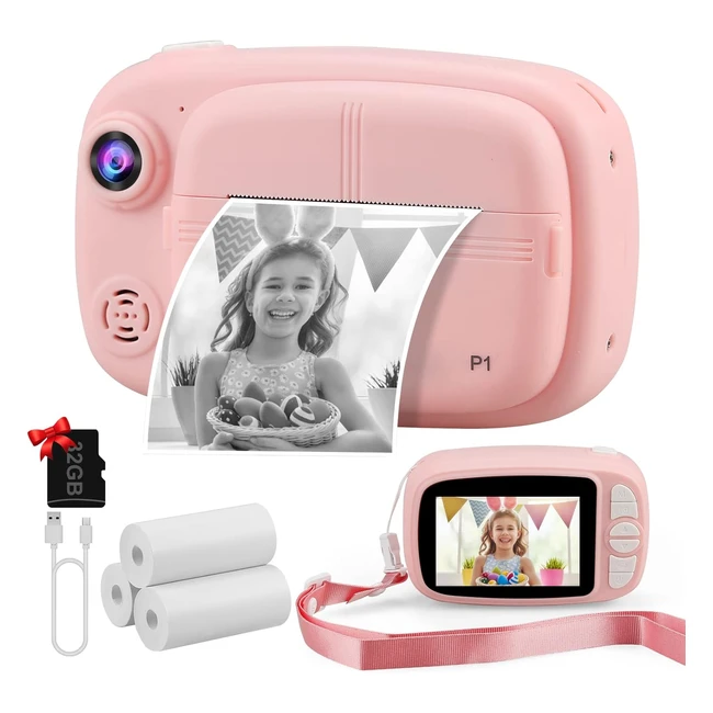 Cmara Instantnea Nios 1080p 12MP con 4 Rollos de Papel y Tarjeta SD 32GB -