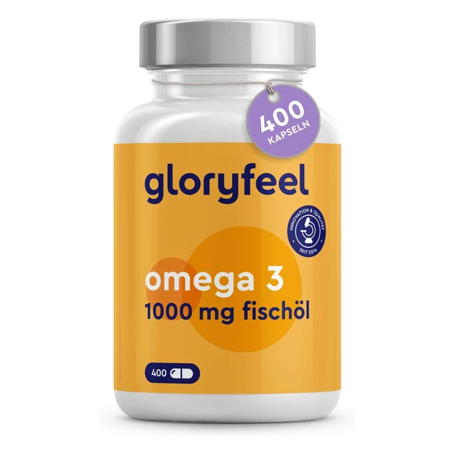 Gloryfeel Omega 3 Fischl Kapseln 1000 mg - Vergleichssieger 2019 - 400 Stck 