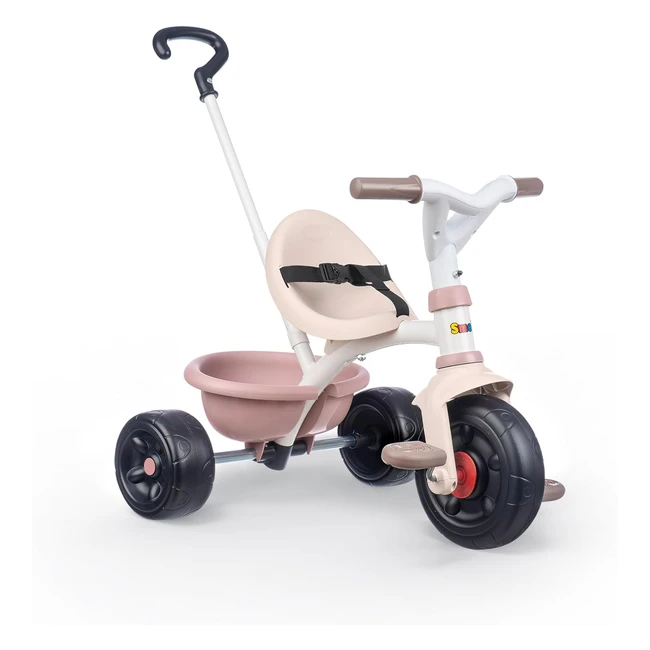 Tricycle Smoby Be Fun Rose - Vélo Enfant 15 Mois - Canne Parentale Réglable - 740335