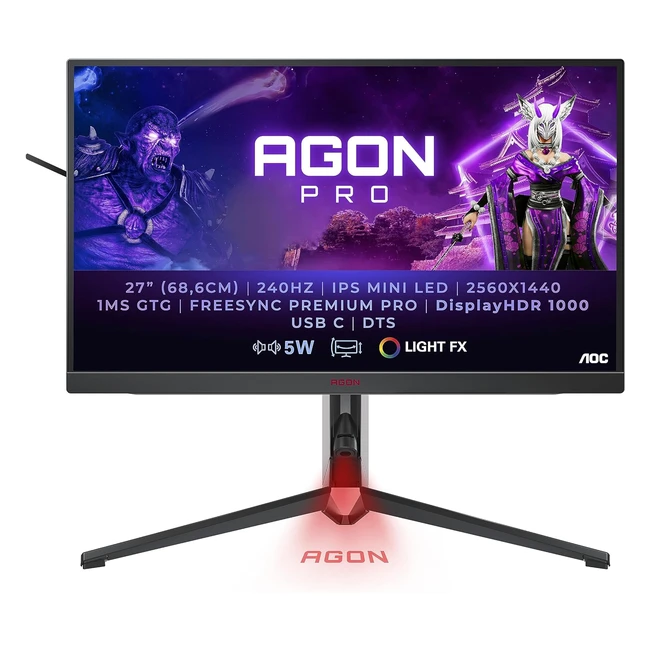 AOC AGON AG274QZM 27 Inch QHD Mini LED Gaming Monitor 240Hz 1ms GTG IPS HDR1000 