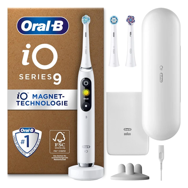 OralB iO Series 9 Plus Edition Elektrische Zahnbürste + 3 Aufsteckbürsten Ladereiseetui 7 Putzmodi White