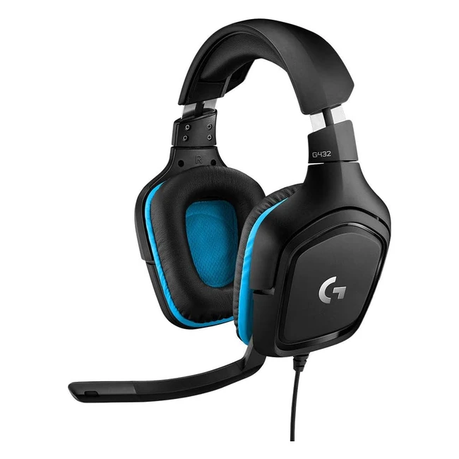 Logitech G432 Wired Gaming Headset 7.1 Surround Sound DTS HeadphoneX 2.0 50mm Audio Drivers USB and 3.5mm Audio Jack - Black