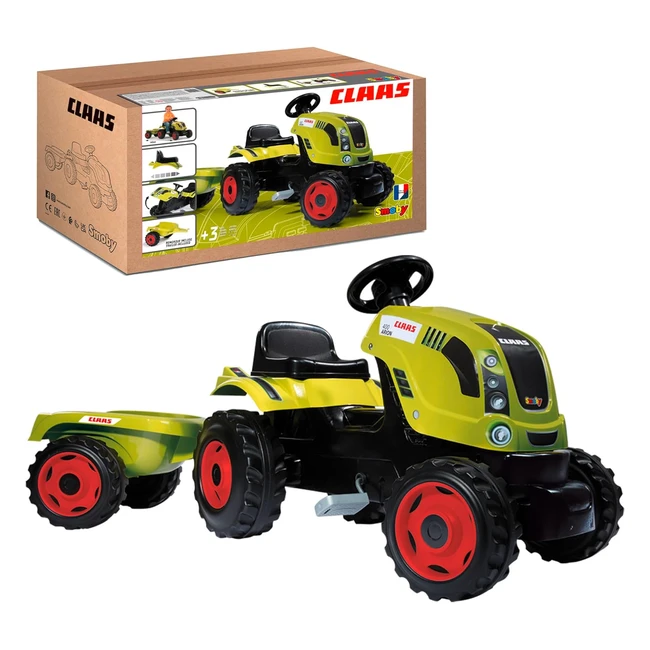 Tracteur Smoby Claas Farmer XL - Pdale Enfant - Sige Ajustable - Capot Ouvra
