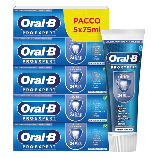OralB Dentifricio ProExpert Menta Delicata 24h Protezione 5x75ml