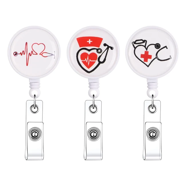 Vicloon Retractable Badge Holder 3pcs - Cute Nursing Badge Reels - Key Badge Holder