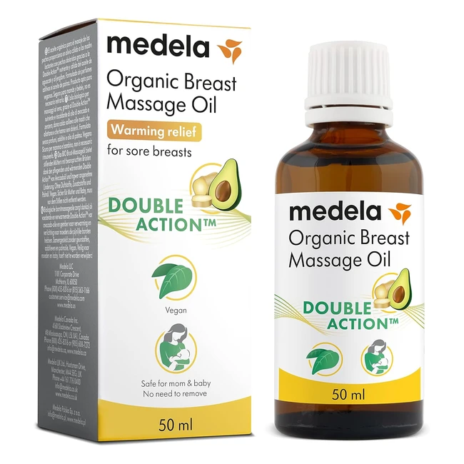 Huile de massage bio Medela pour seins allaitants - Soulage sensibilité et engorgement - Formule naturelle