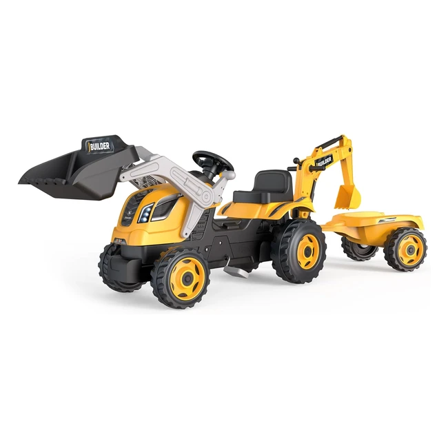 smoby Traktor Builder Max mit Anhänger - Kinder Bauarbeiter Spielzeug