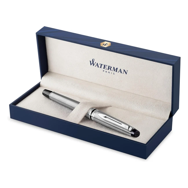 Stylo plume Waterman Expert en acier inoxydable - Plume moyenne - Coffret cadeau