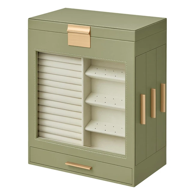 Songmics JBC162C02 Schmuckkasten 5 Etagen Glasfenster Seitenschubladen Groer S