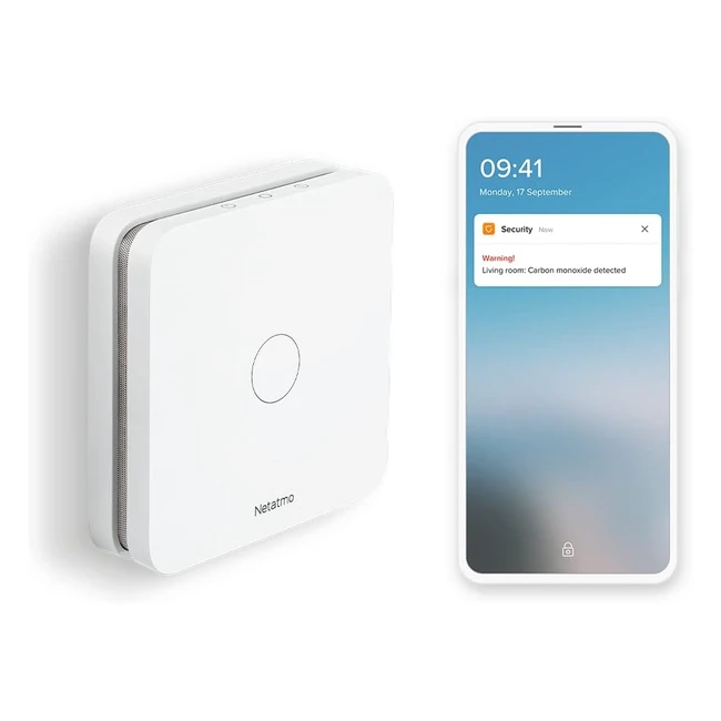 Netatmo Smart Carbon Monoxide Alarm WiFi 10-Year Battery 85dB Alarm Self-Test Feature